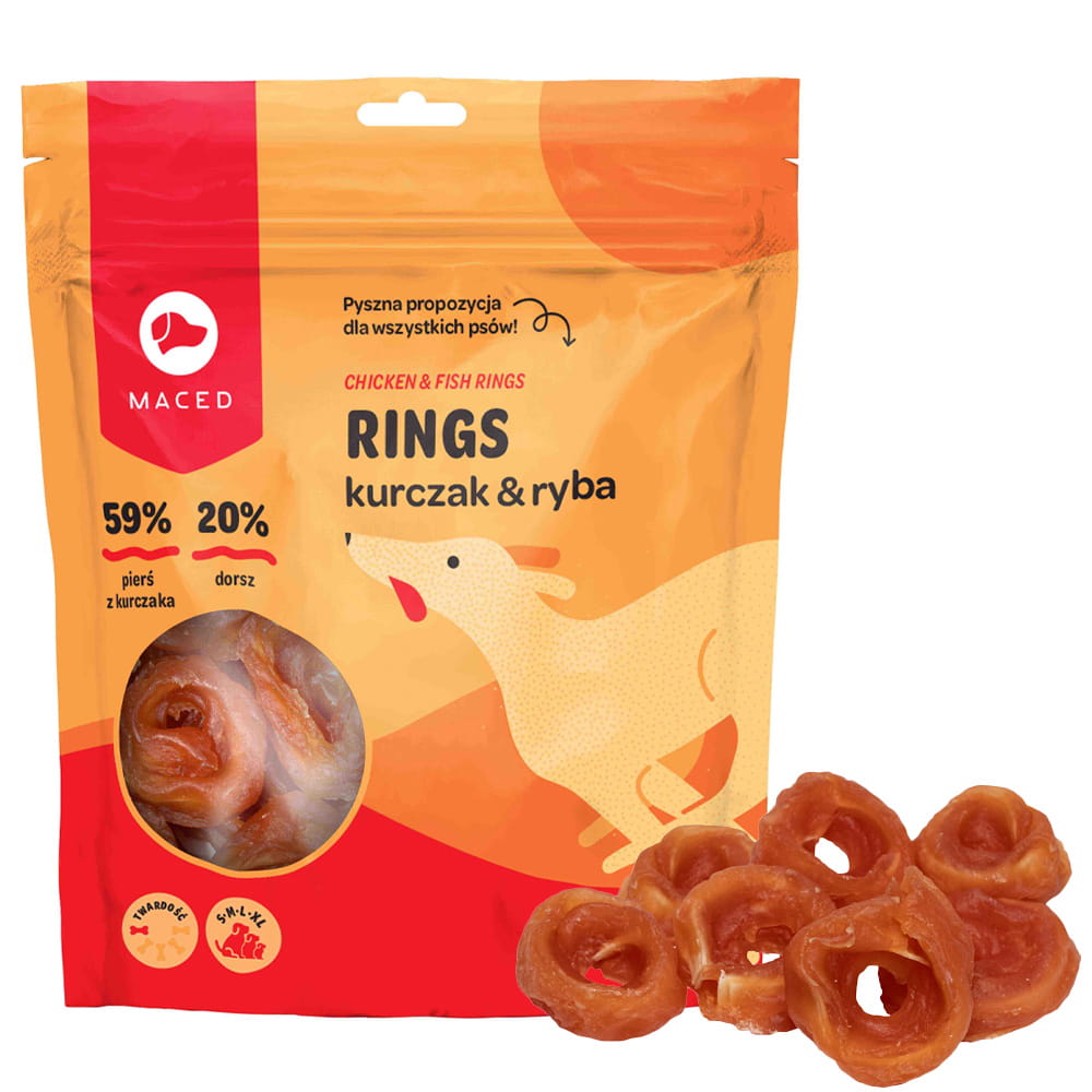 MACED Kalmary Przysmak dla Psa Pierścienie Kurczak i Ryba Rings 500g